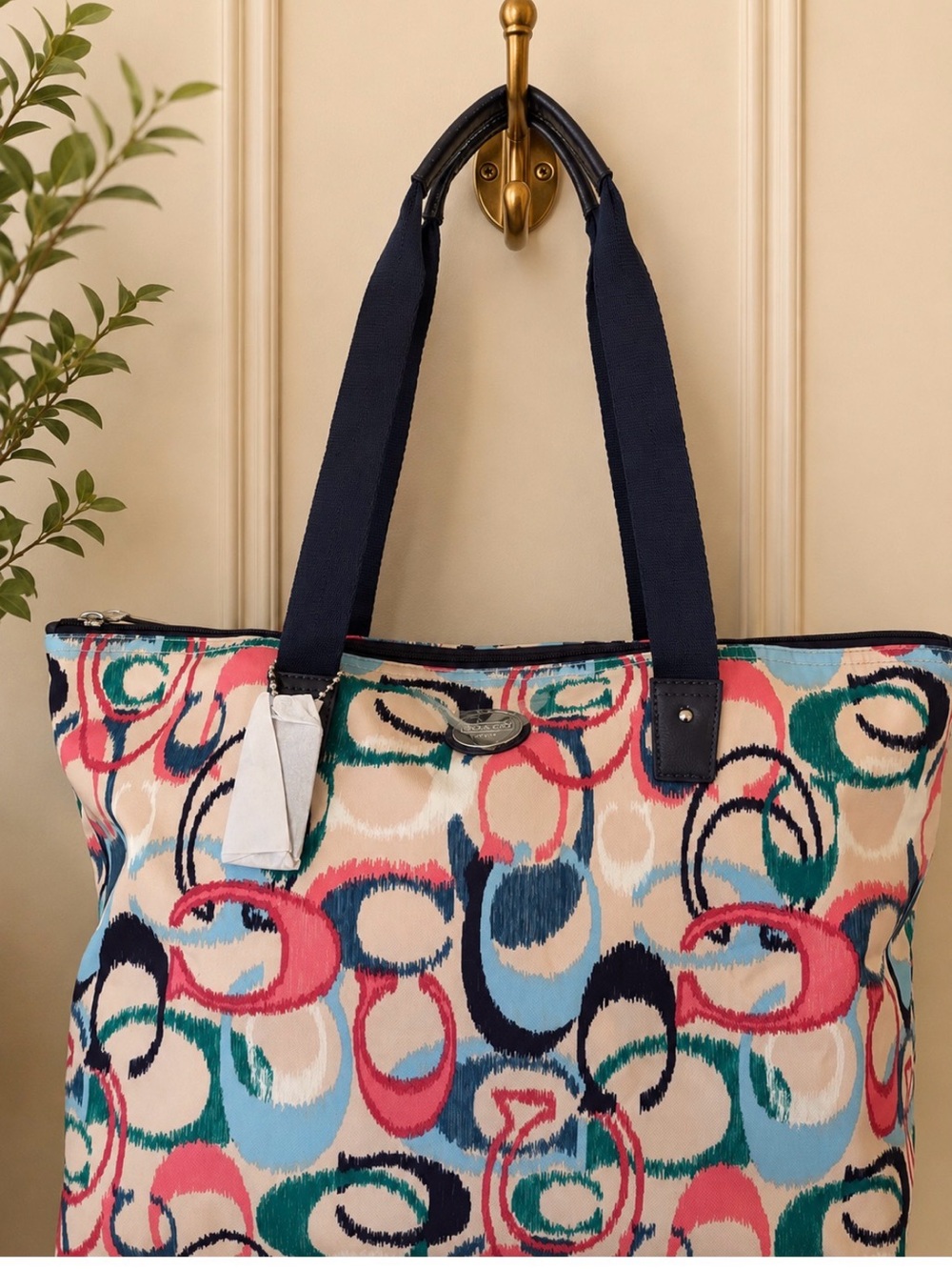 Coach Multicolor Signature Circle Print Tote with Pouch